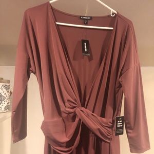 NWT Express Medium Dusty Rose twist front Jumpsuit